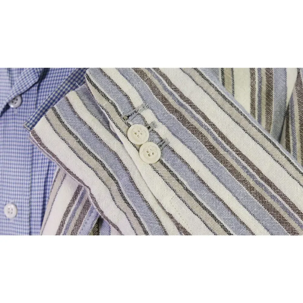 Barbati Blue Brown White Striped Patch Pocket Terry Cotton 2B Blazer Jacket 42R